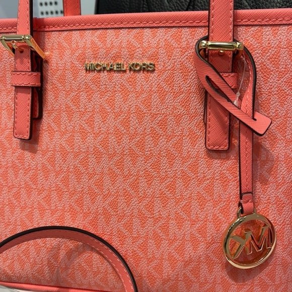 Michael Kors Jet Set Travel XS Carryall Tote Top Zip Tote Grapefruit - Picture 5 of 16